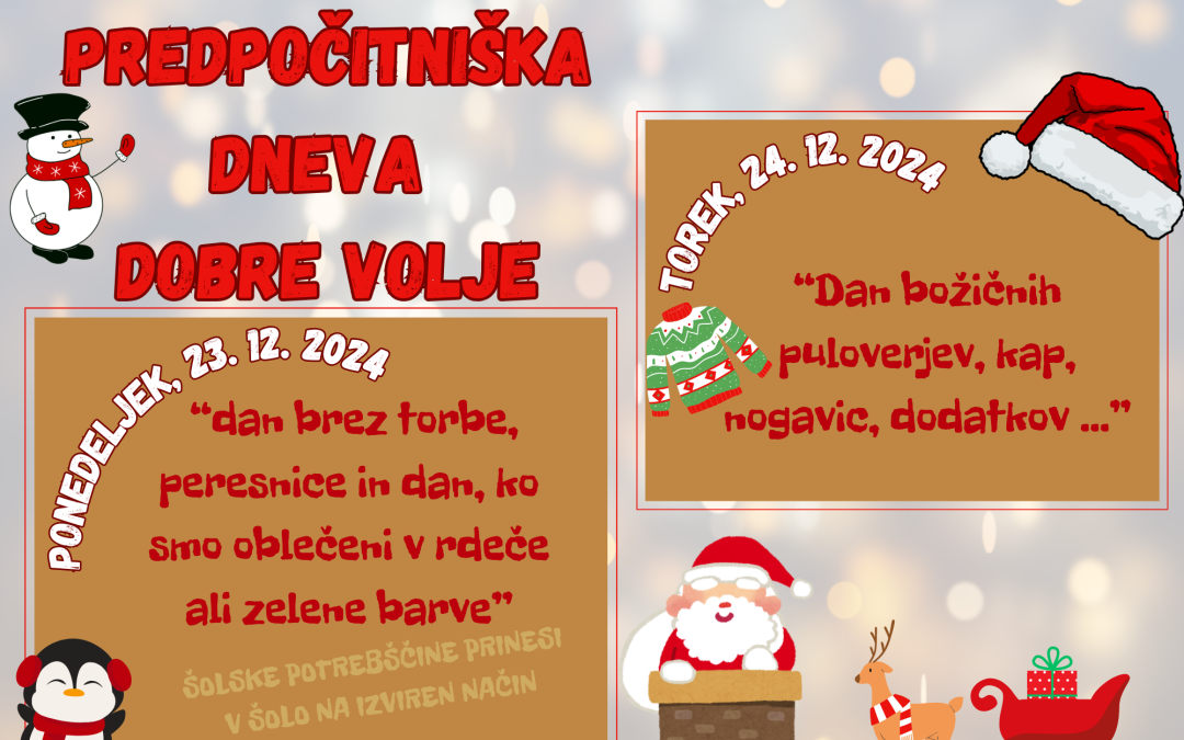 PREDPOČITNIŠKA DNEVA DOBRE VOLJE